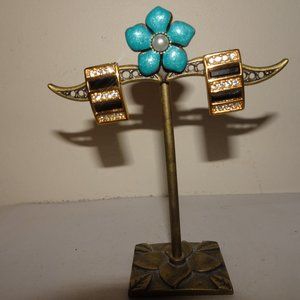 Vtg. S.A.L. Swarovski Pierced Rhinestone Earrings